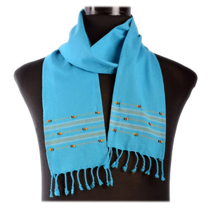 Luxury Kikoy Beaded Scarf – Handwoven Cotton Wrap from Kenya