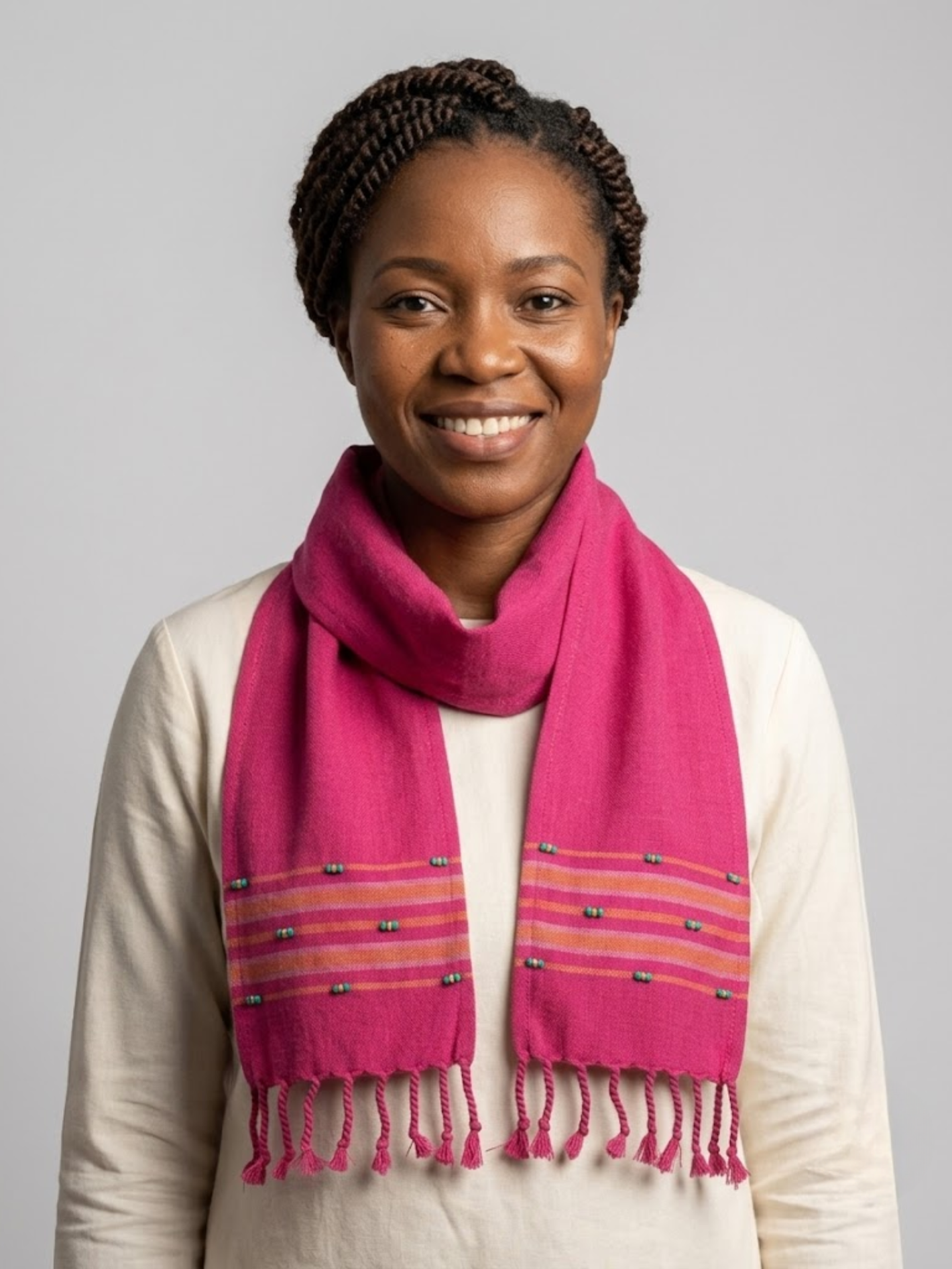 Kikoy Beaded Shawl – Fuschia