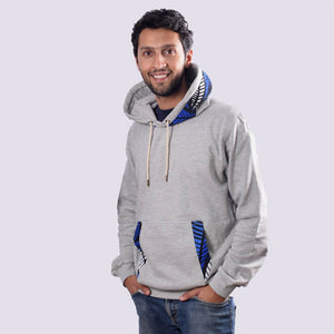 MU Cotton Fleece Hoodies with Kitenge - Grey