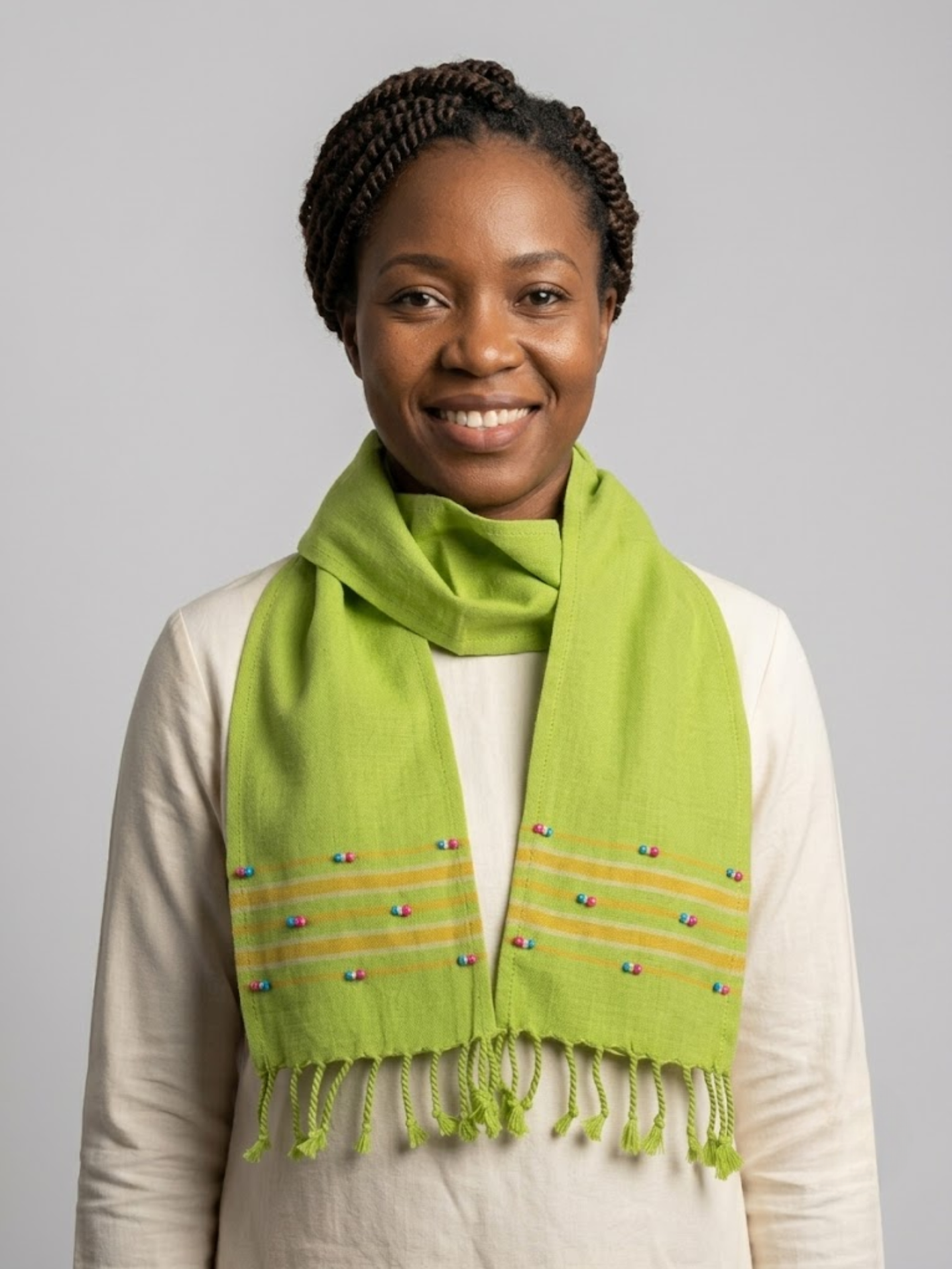 Kikoy Beaded Shawl - Lime