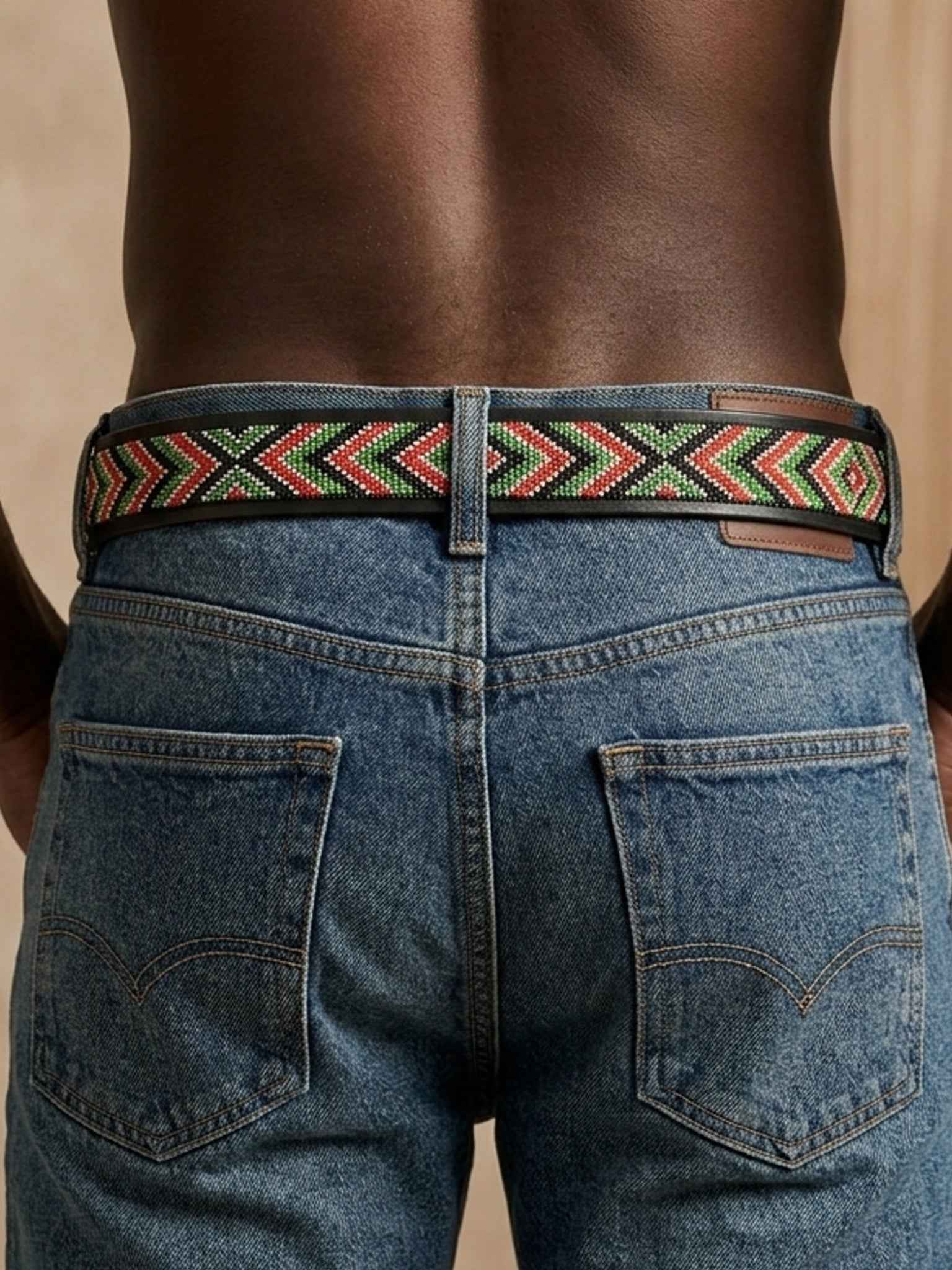Kenya Color Beaded Leather Belt - Stylish & Unique Accessory 575