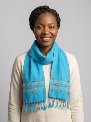 Kikoy Beaded Shawl – Turquoise Authentic Kenyan Maasai Craft
