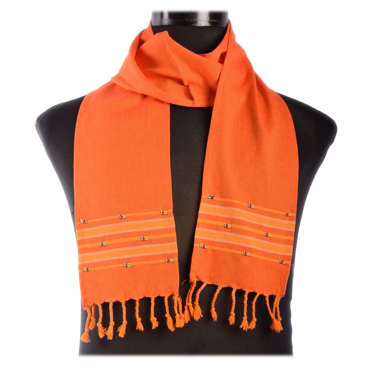 Luxury Kikoy Beaded Scarf – Handwoven Cotton Wrap from Kenya
