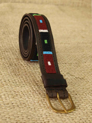 Handmade Maasai Beaded Leather Belt – Kenyan Artisan Design | Oneway Kenya Belts 825