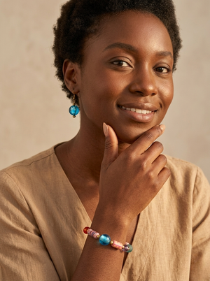 African Diamond Bracelet and Earring Set - Elegant Accessory Collection