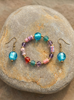 African Diamond Bracelet and Earring Set - Elegant Accessory Collection