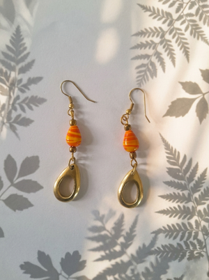 African Love Bird Earrings - Handcrafted Brass & Swirl Bead Jewelry | OneWay Kenya