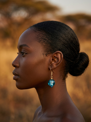 African Diamond Earrings - Handcrafted Blue Glass Jewelry | OneWay Kenya