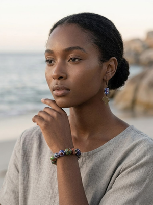 African Trade Beads Jewelry Set - Bracelet & Earring Collection