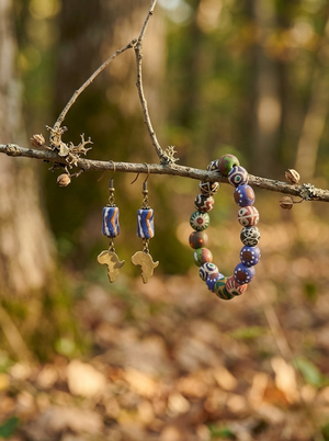 African Trade Beads Jewelry Set - Bracelet & Earring Collection