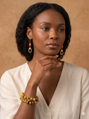 African Love Birds Jewelry Set - Stylish Bracelet and Earring Duo