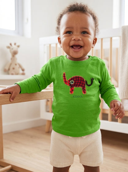 Baby Elephant Long Sleeve T-Shirt | Khanga Appliqué – Design By Me