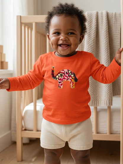Baby Elephant Long Sleeve T-Shirt | Khanga Appliqué – Design By Me