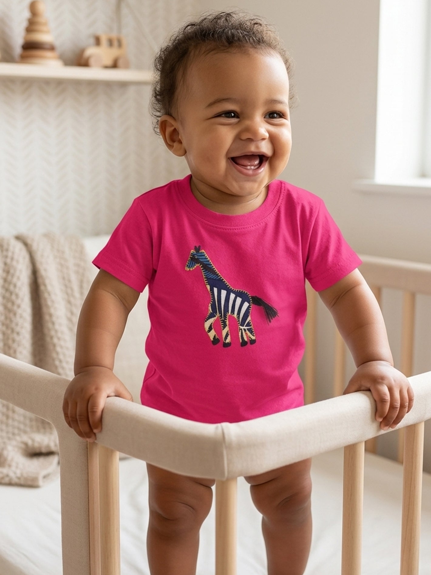 Baby Giraffe Short Sleeve T-Shirt | Khanga Appliqué – Design By Me