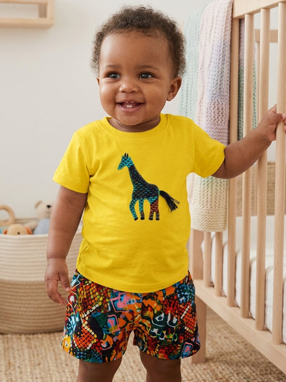 Baby Giraffe Short Sleeve T-Shirt | Khanga Appliqué – Design By Me