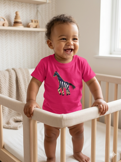 Baby Giraffe Short Sleeve T-Shirt | Khanga Appliqué – Design By Me