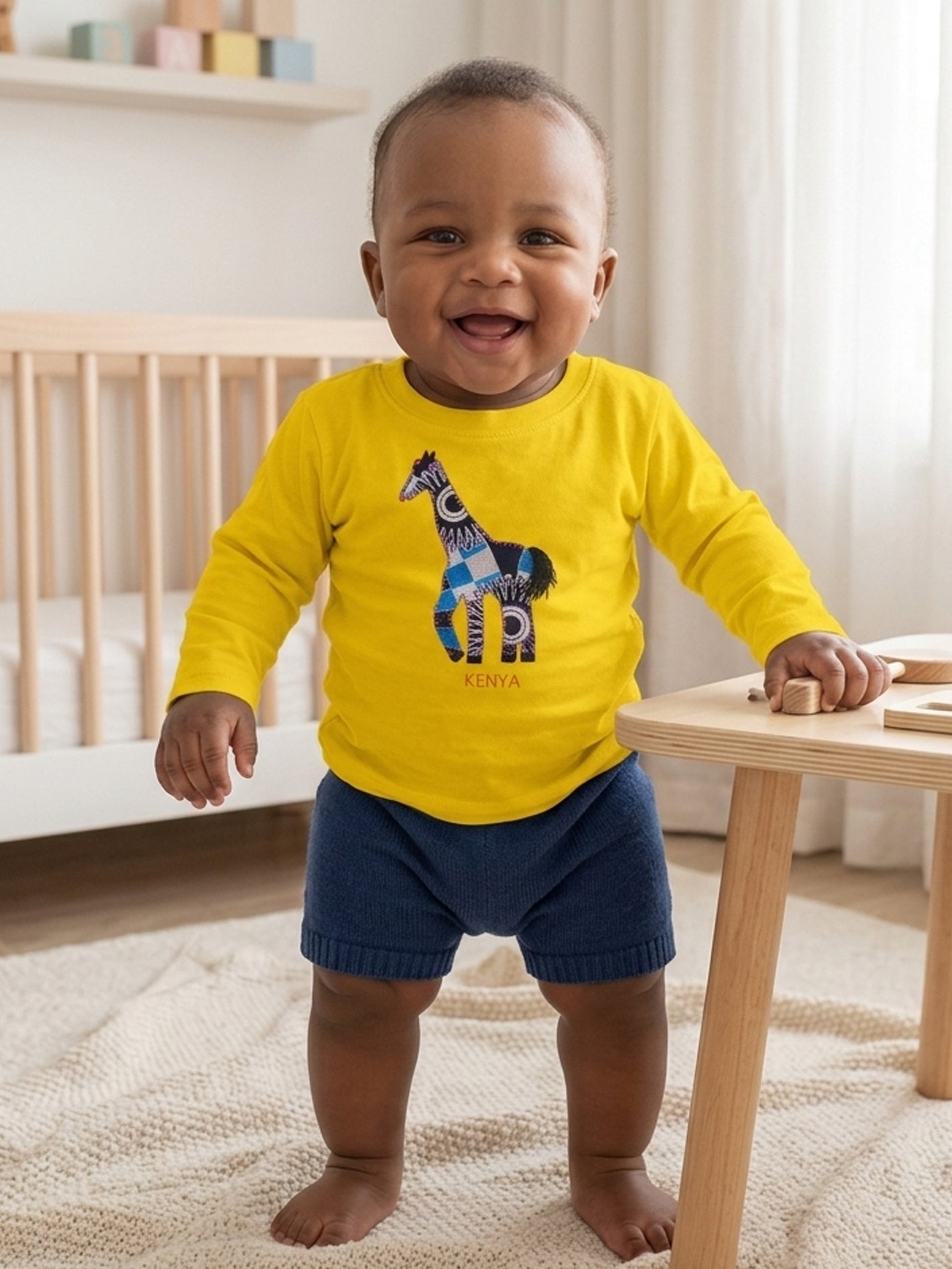 Baby Giraffe Long Sleeve T-Shirt | Khanga Appliqué – Design By Me