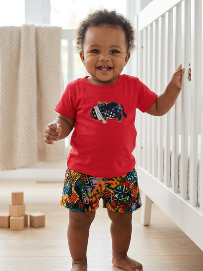 Baby Hippo Short Sleeve T-Shirt | Khanga Appliqué – Design By Me