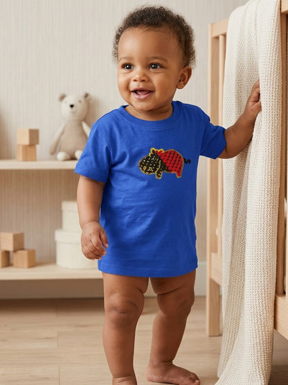Baby Hippo Short Sleeve T-Shirt | Khanga Appliqué – Design By Me