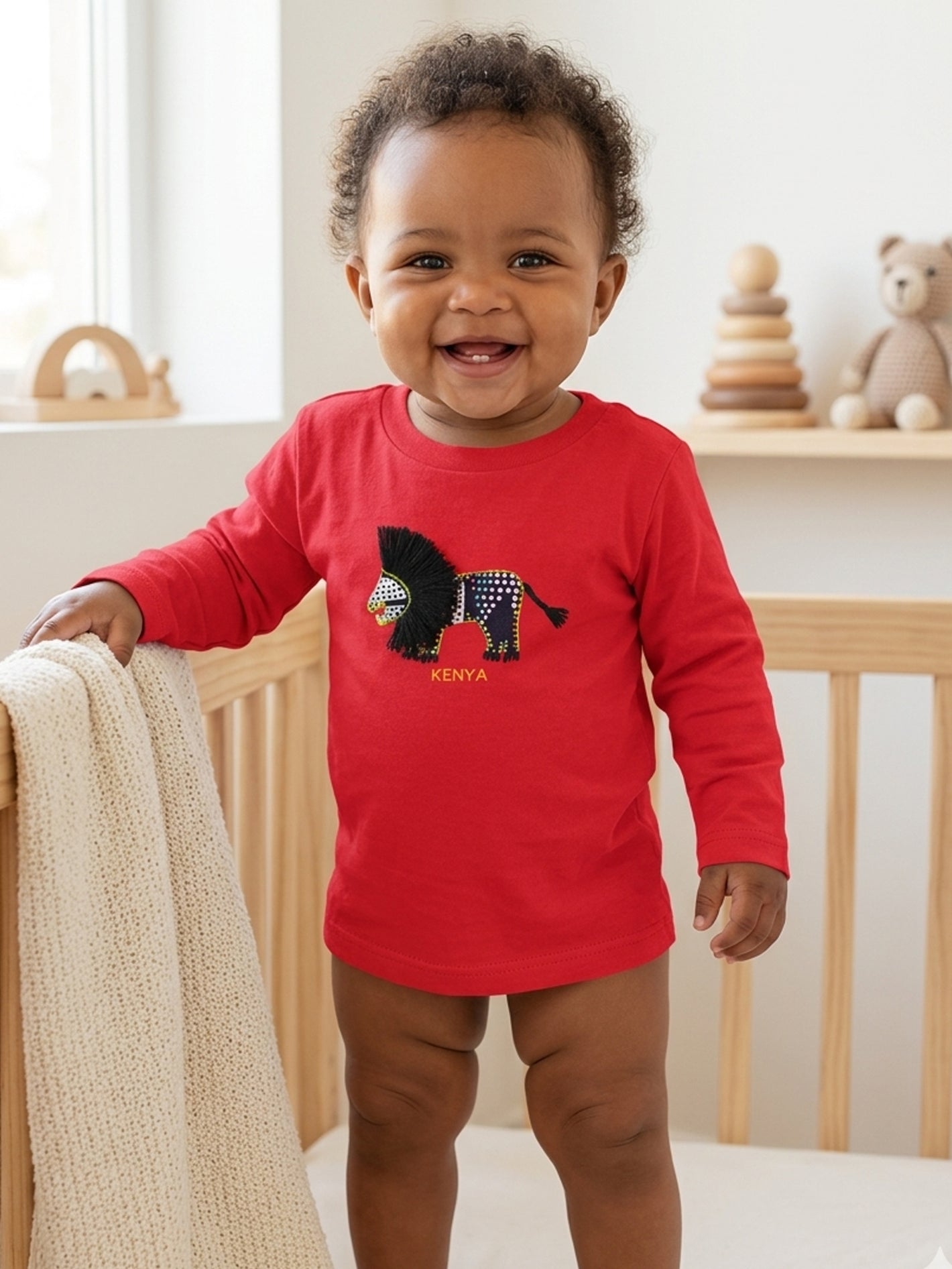 Baby Lion Long Sleeve T-Shirt | Khanga Appliqué – Design By Me
