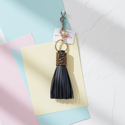 Leather Beaded Keychain - Blue - Onewaykenya