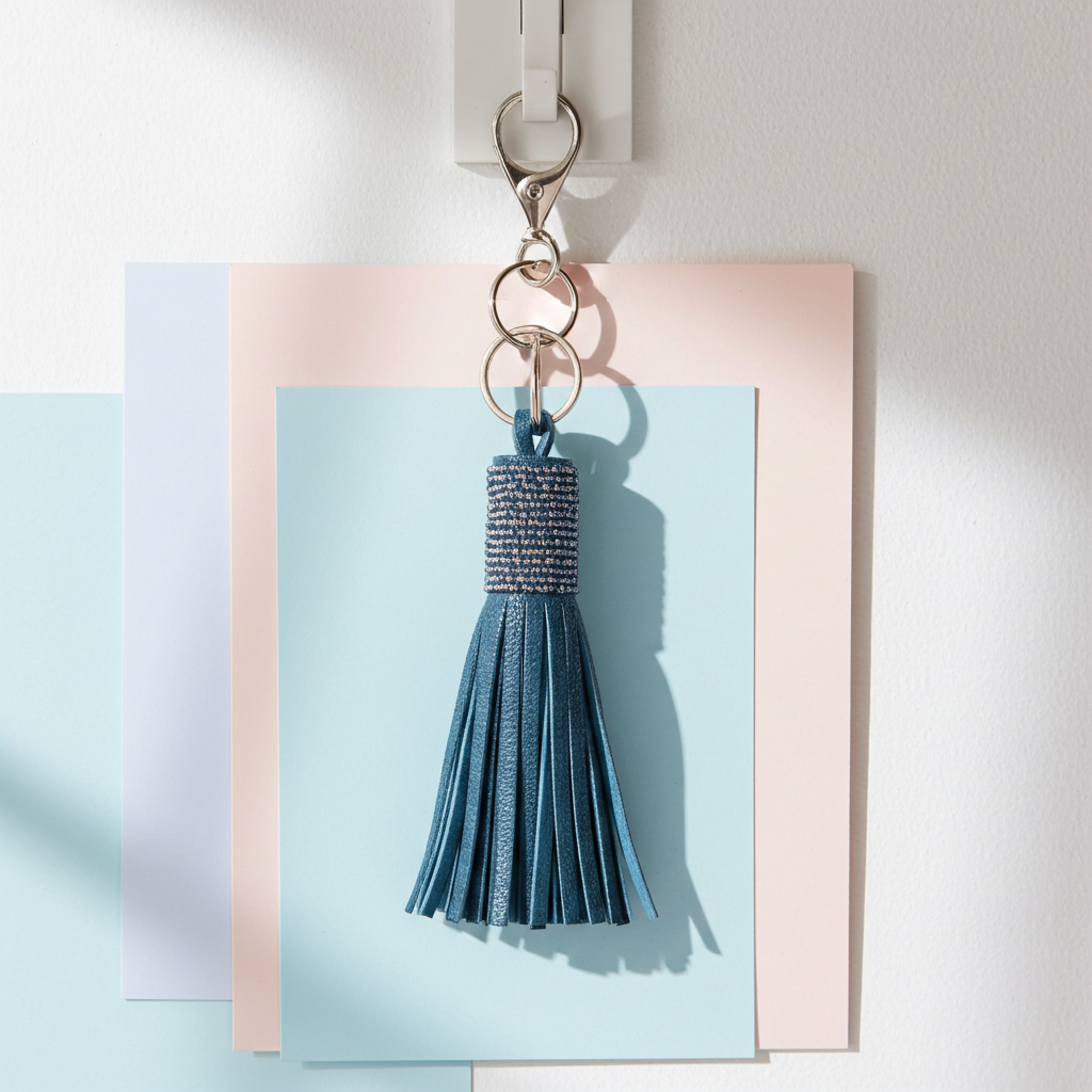 Leather Beaded Keychain - Blue - Onewaykenya