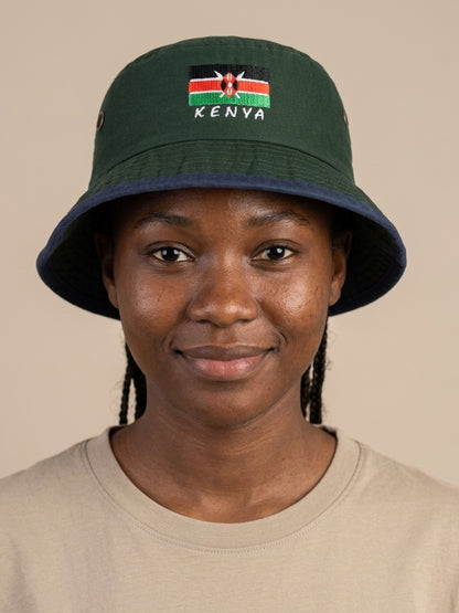 Kenya Flag Embroidered Bucket Hat - Stylish Kenya Flag Bucket Hat