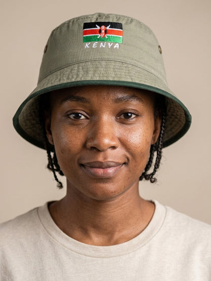 Kenya Flag Embroidered Bucket Hat - Stylish Kenya Flag Bucket Hat