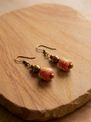 Damaris Earrings - Hand-Painted Terracotta & Brass Jewelry | OneWay Kenya