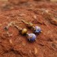 Doris Earrings with Tiger's Eye and Blue Beads | Hand-Painted Jewelry by OneWay Kenya