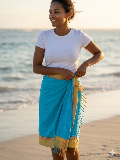 Kikoy Towel Lime Stripe - Vibrant, Versatile Beach & Bath Essential