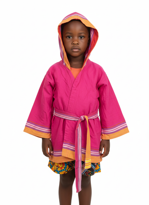Premium Kids Hooded Kikoy Gown - 100% Cotton Beach & Bath Robe