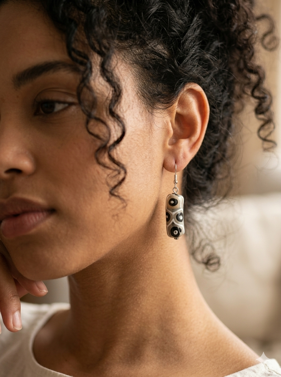Gladys Earrings - Monochrome Geometric Bead Jewelry | OneWay Kenya
