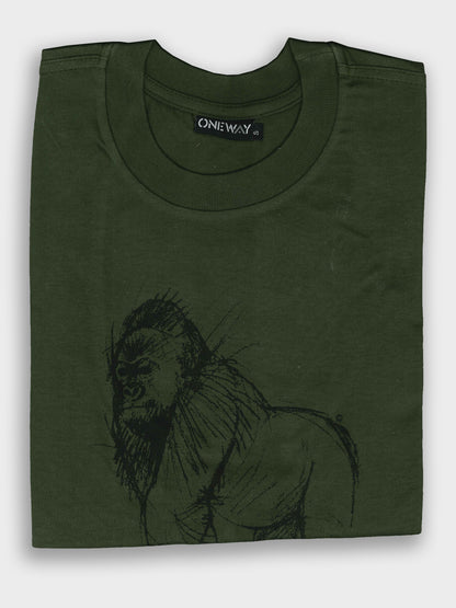 Oneway Kenya Gorilla Sketch Print T-Shirt – 100% Cotton