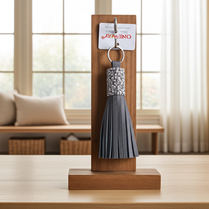 Leather Beaded Keychain - Blue - Onewaykenya