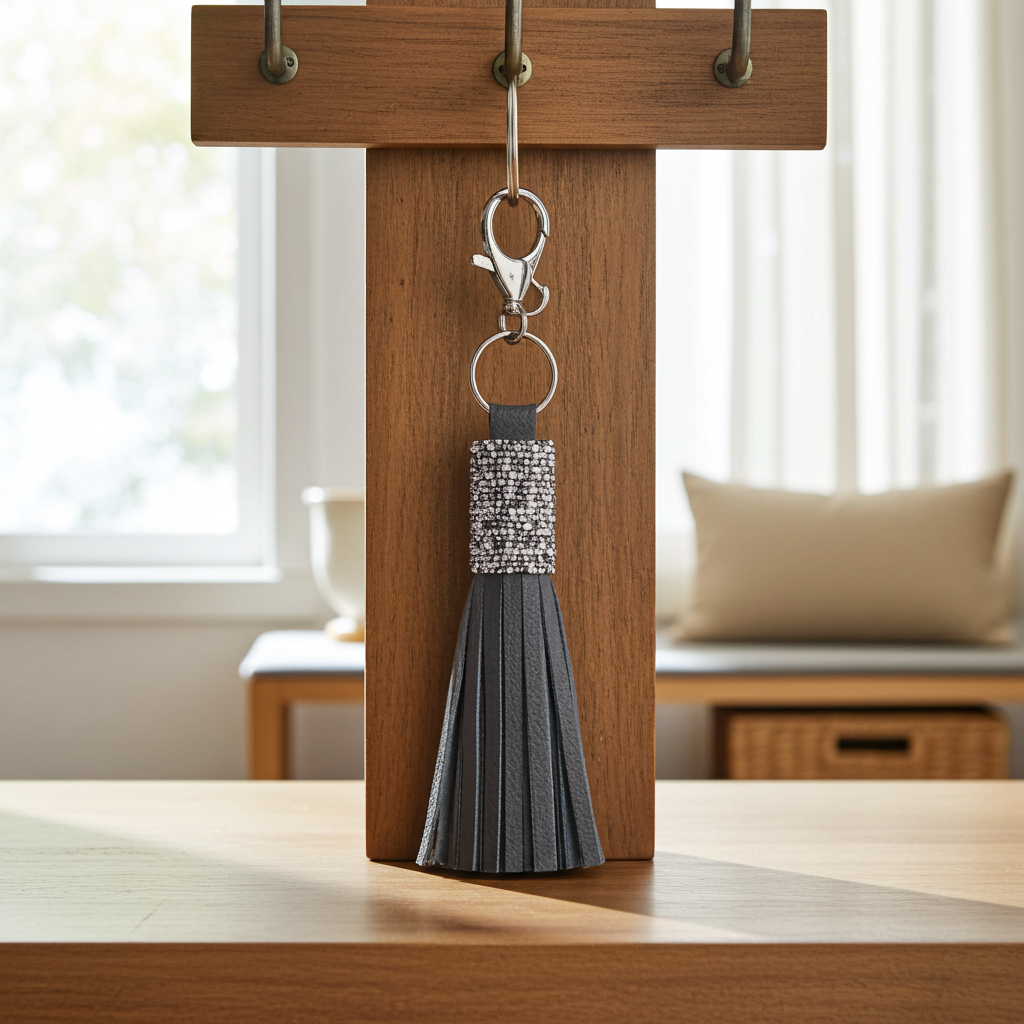 Leather Beaded Keychain - Blue - Onewaykenya