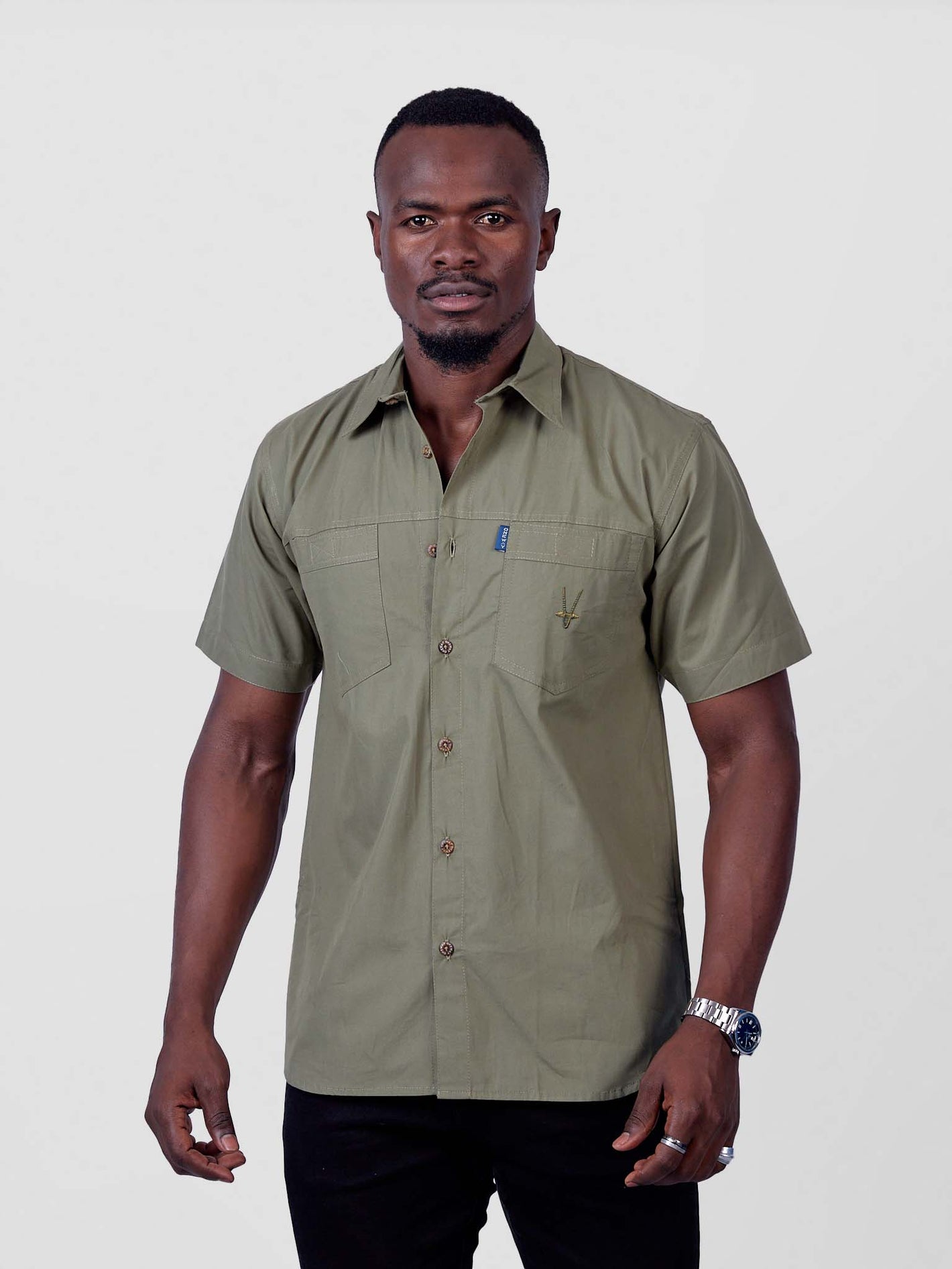 Kili Short Sleeve Safari Shirt – Made in Kenya | ONEWAY Kenya | Olive