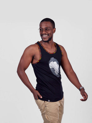Wakanda Tanktop with Africa Thumb Print – Kenyan Cotton & Kitenge Detail