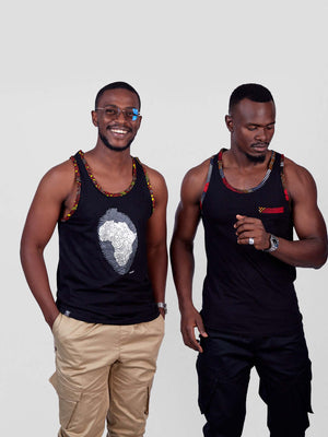 Wakanda Tanktop with Africa Thumb Print – Kenyan Cotton & Kitenge Detail