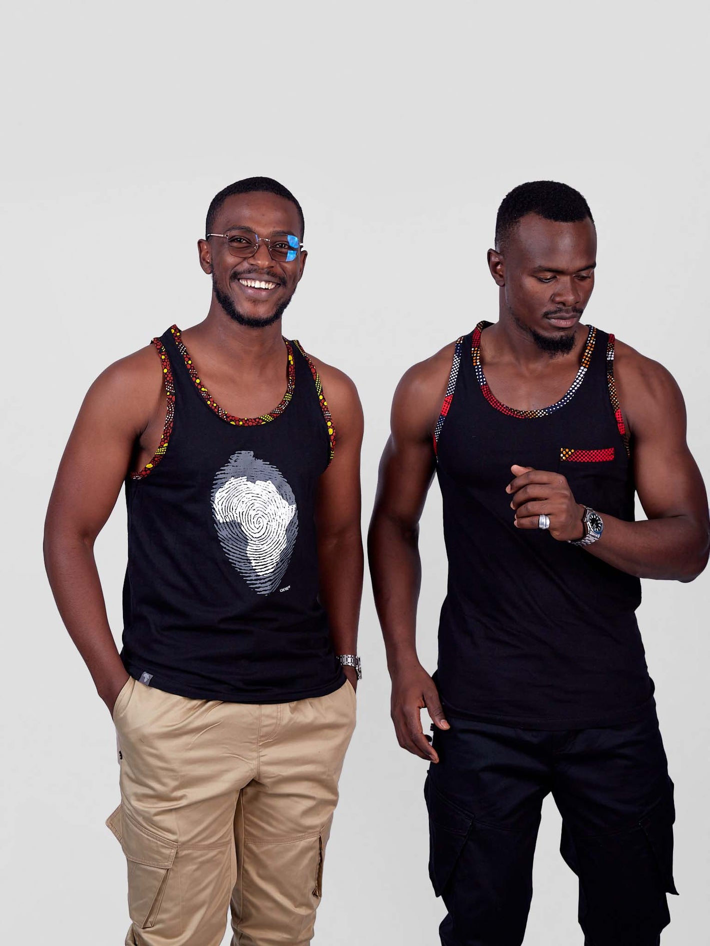 Wakanda Tanktop with Africa Thumb Print – Kenyan Cotton & Kitenge Detail