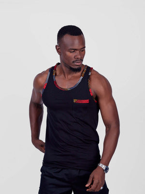 Wakanda Tanktop with Pocket – Made in Kenya with Kitenge Detail