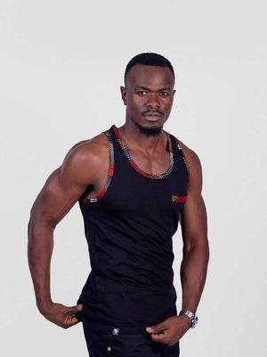 Wakanda Tanktop with Pocket – Made in Kenya with Kitenge Detail