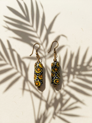Josephine Earrings - Hand-Painted Yellow & Orange Bead Jewelry | OneWay Kenya