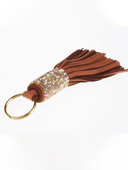 Leather Beaded Keychain