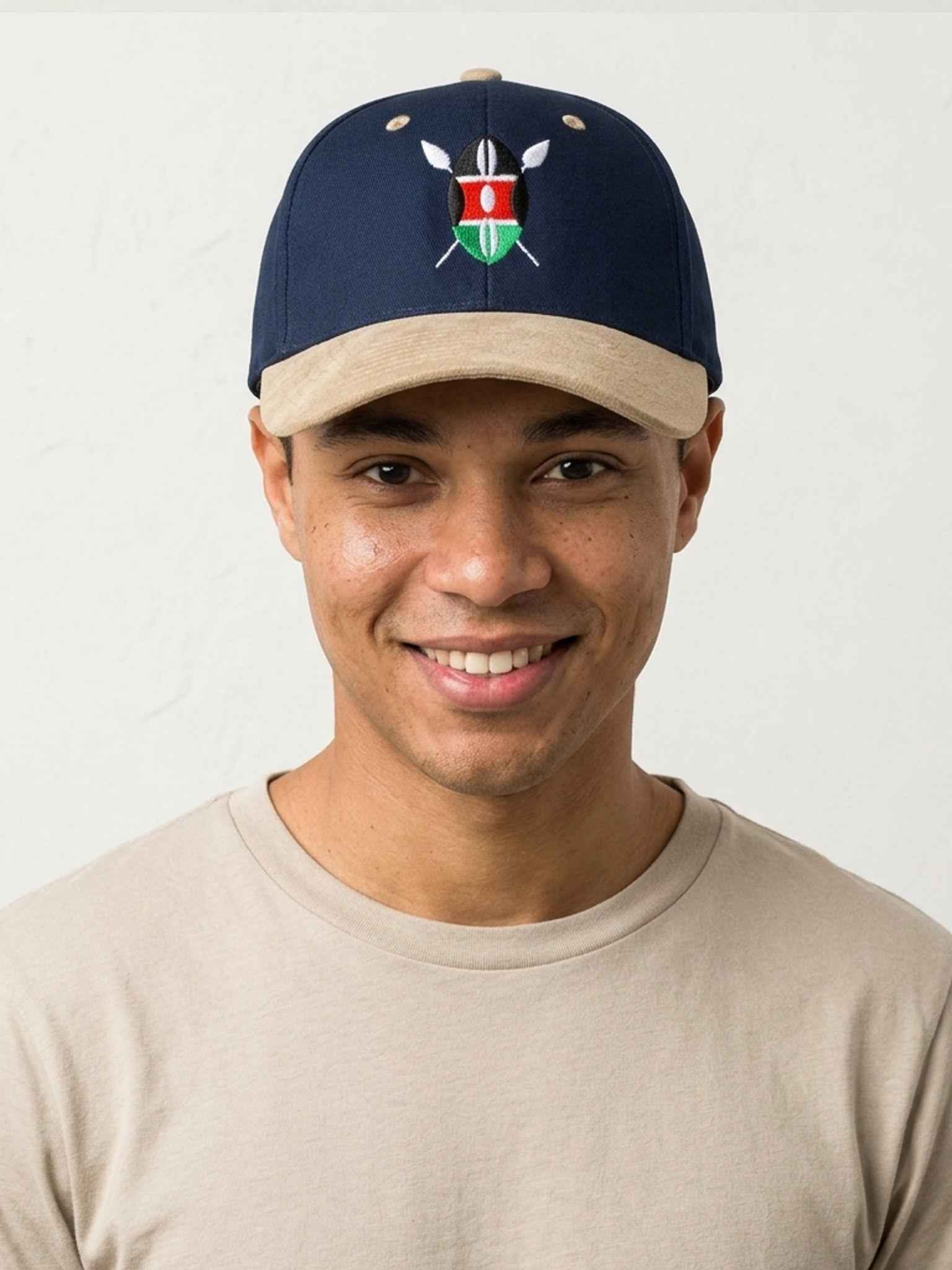 Kenya Shield Leather Cap - Embroidered Peak Cap for Stylish Protection