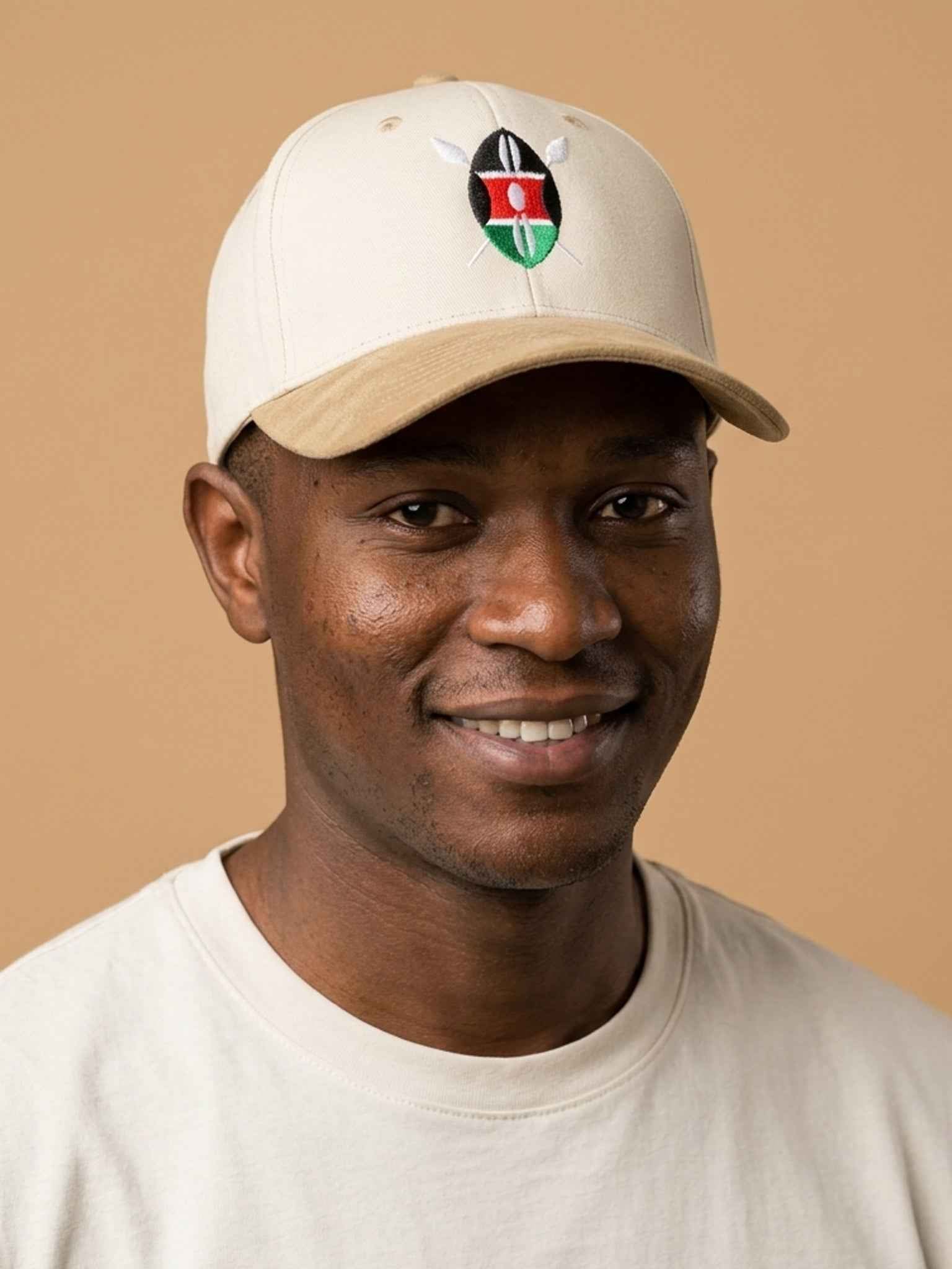 Kenya Shield Leather Cap - Embroidered Peak Cap for Stylish Protection