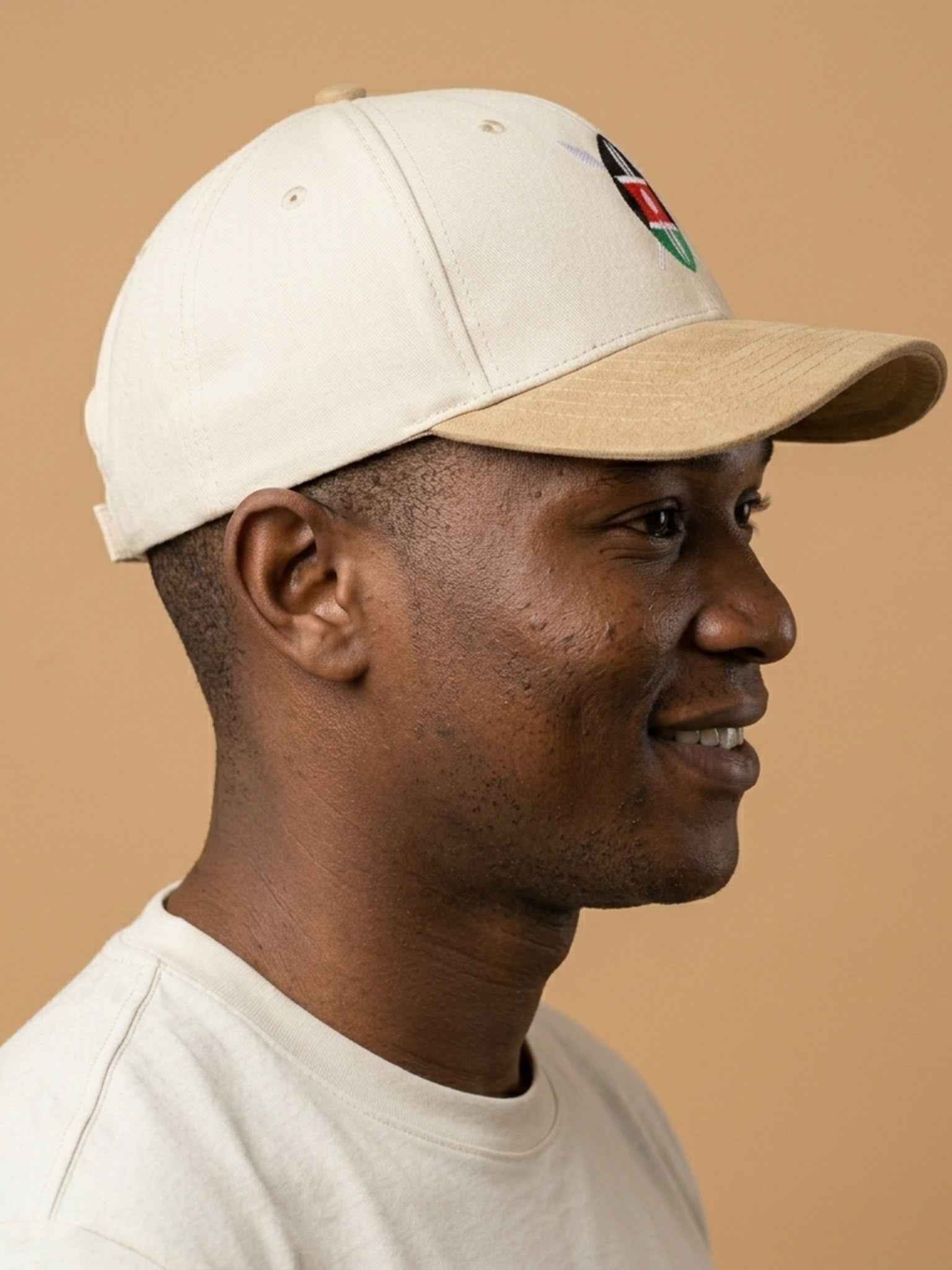 Kenya Shield Leather Cap - Embroidered Peak Cap for Stylish Protection