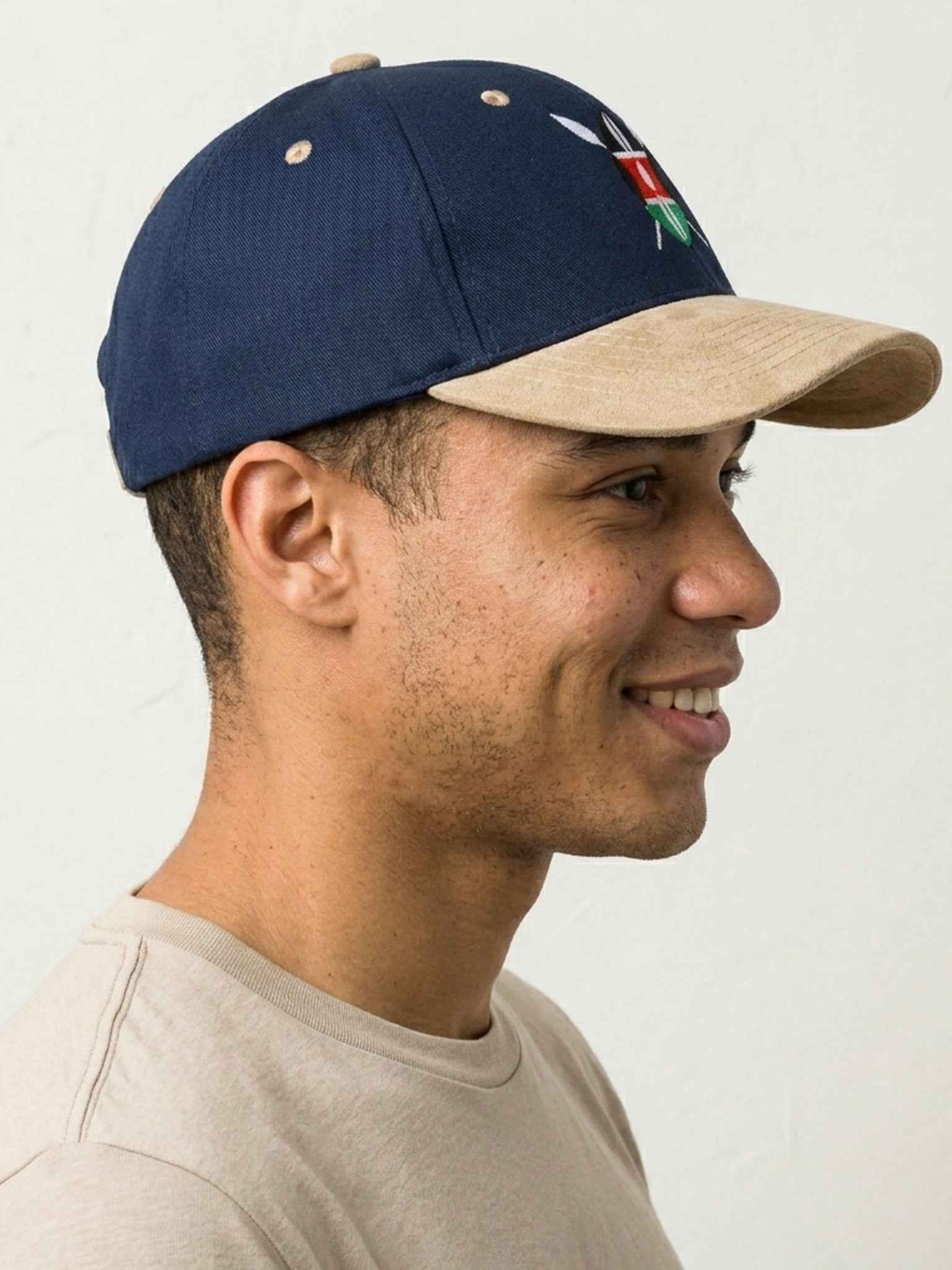 Kenya Shield Leather Cap - Embroidered Peak Cap for Stylish Protection