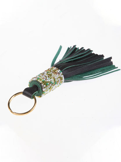 Leather Beaded Keychain