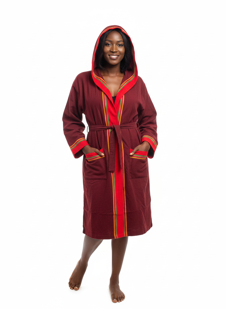 Kikoy Bathrobe / Gown – Handmade Kenyan Cotton Robe by Oneway Kenya